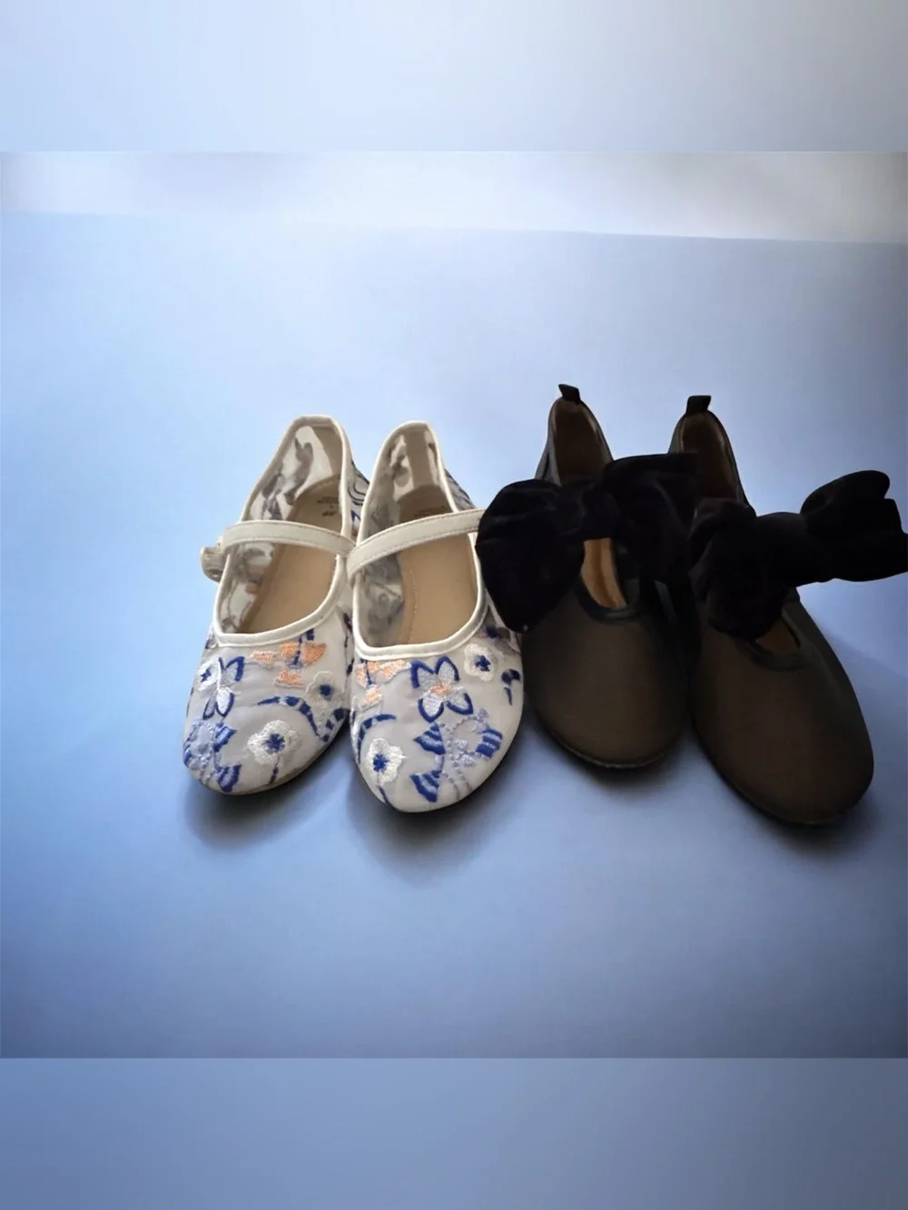 Girls H&M Black Bow Mary Jane Flats - and Blue Butterfly - black 13.5 Blue: 1